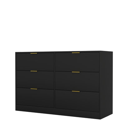 Simply Modern 6-Drawer Dresser, Chest Of Drawers For Bedroom, Living Room, Hallway, And Entryway - Large Storage Cabinet Black