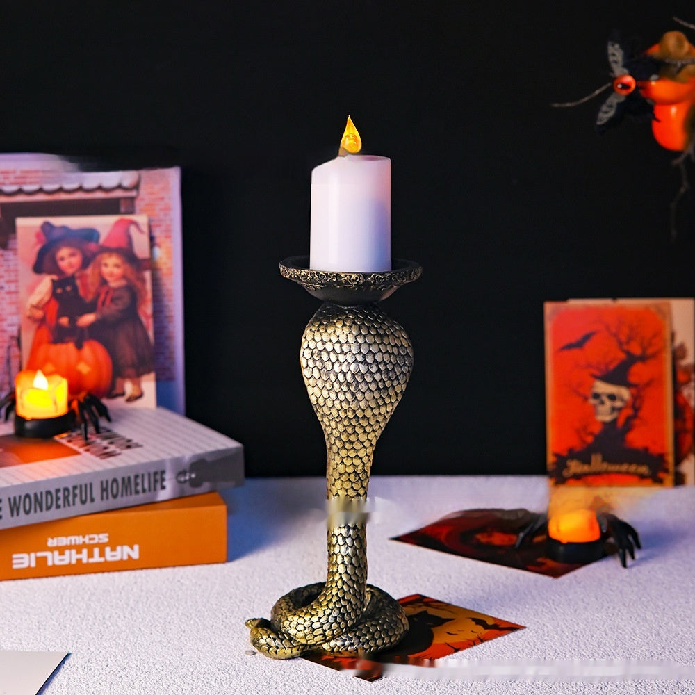 Ghost Festival Decoration Glasses Snake King Candlestick Sculptured Ornaments