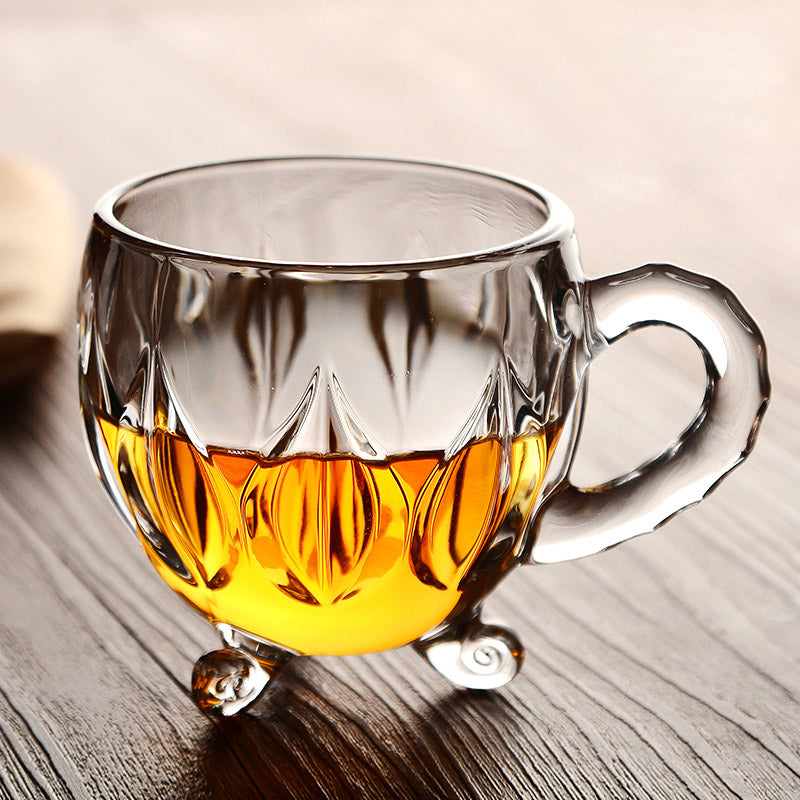 European Style Retro Coffee Cup With Handle For Household Use Crystal Glass Water Cup