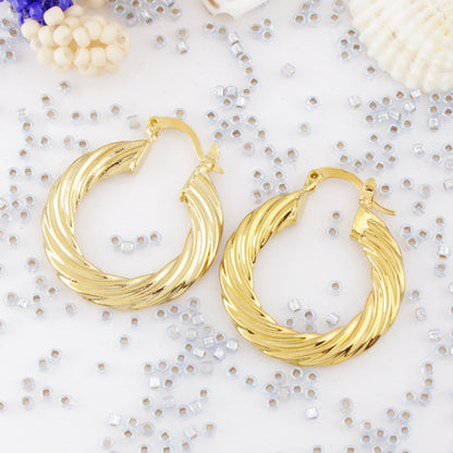 RMZ GOLD NYC 14k Gold Classic Bamboo Hoop Earrings
