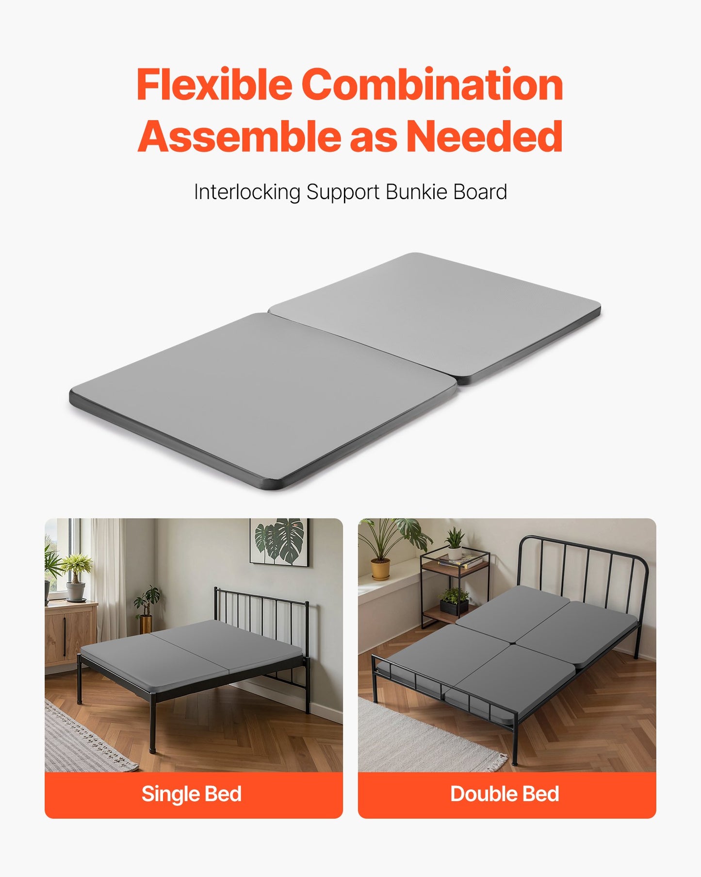 Twin Size Bunkie Board, 1.5 In Bed Board Slats With 200D Oxford Cloth, Wooden Mattress Support For Twin Size Bed, Easy Assembly Support Under Mattress, 2 Piece, Gray