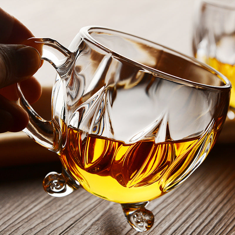European Style Retro Coffee Cup With Handle For Household Use Crystal Glass Water Cup