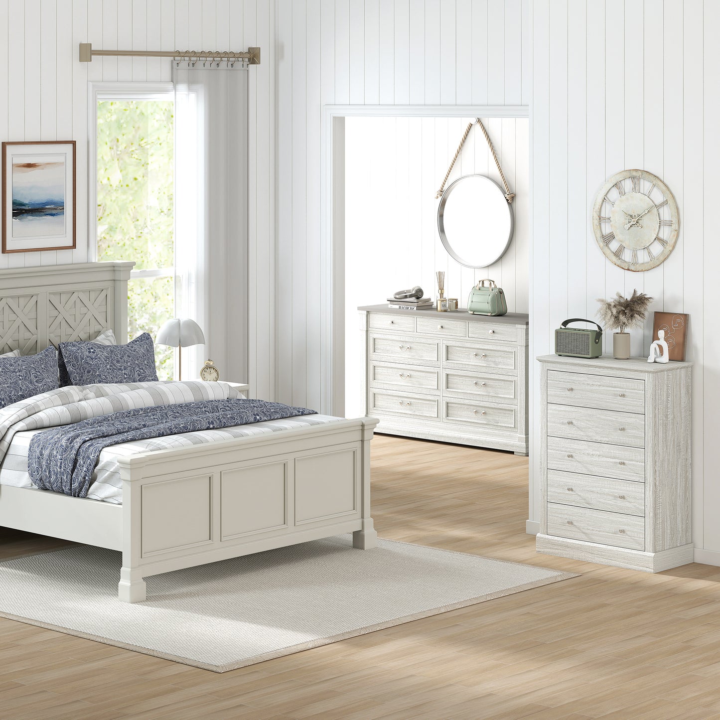31" Wide Farmhouse Chest of Drawers with 5 Drawers, Dresser for Bedroom with Wood Top for Living Room, Dirty Oak