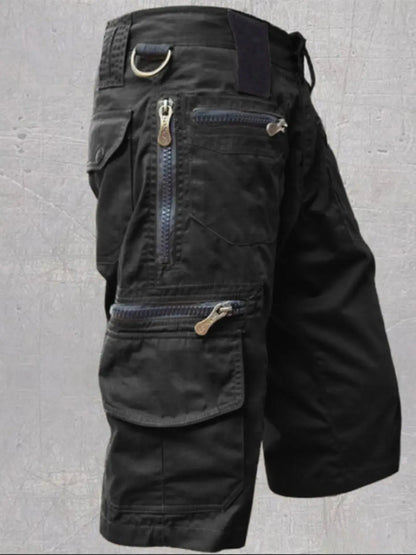 Men's Full Size Multi-Pocket Zipper Cargo Shorts Plus Size