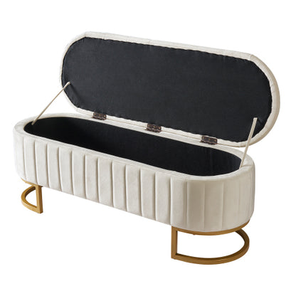 Elegant Fabric Velvet Storage Footstool