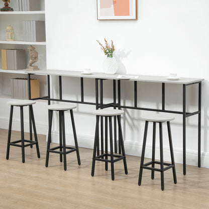 6-Piece Bar Table Set, 2 Breakfast Tables With 4 Stools, Counter Height Dining Tables & Chairs For Kitchen, Living Room, Grey