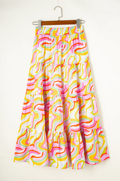 Printed Elastic Waist Skirt