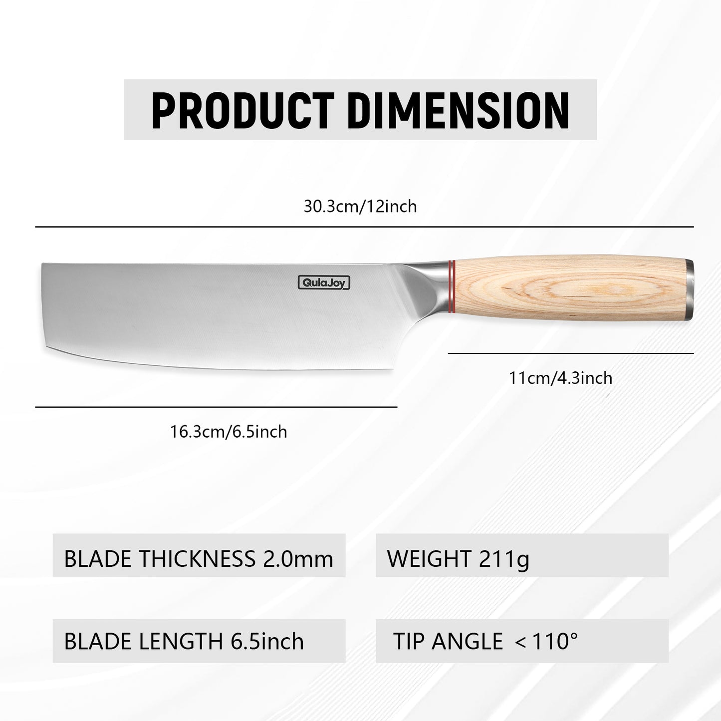 Vegetable Cleaver - Japanese Cleaver 6.5 Inch Chopping Knife High Carbon Stainless Steel Knives With Wooden Handle 6.5 Inch Cleaver Knife