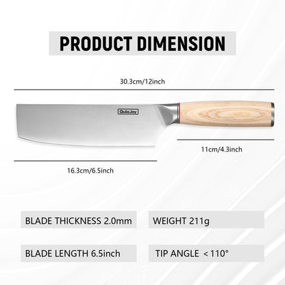 Vegetable Cleaver - Japanese Cleaver 6.5 Inch Chopping Knife High Carbon Stainless Steel Knives With Wooden Handle 6.5 Inch Cleaver Knife