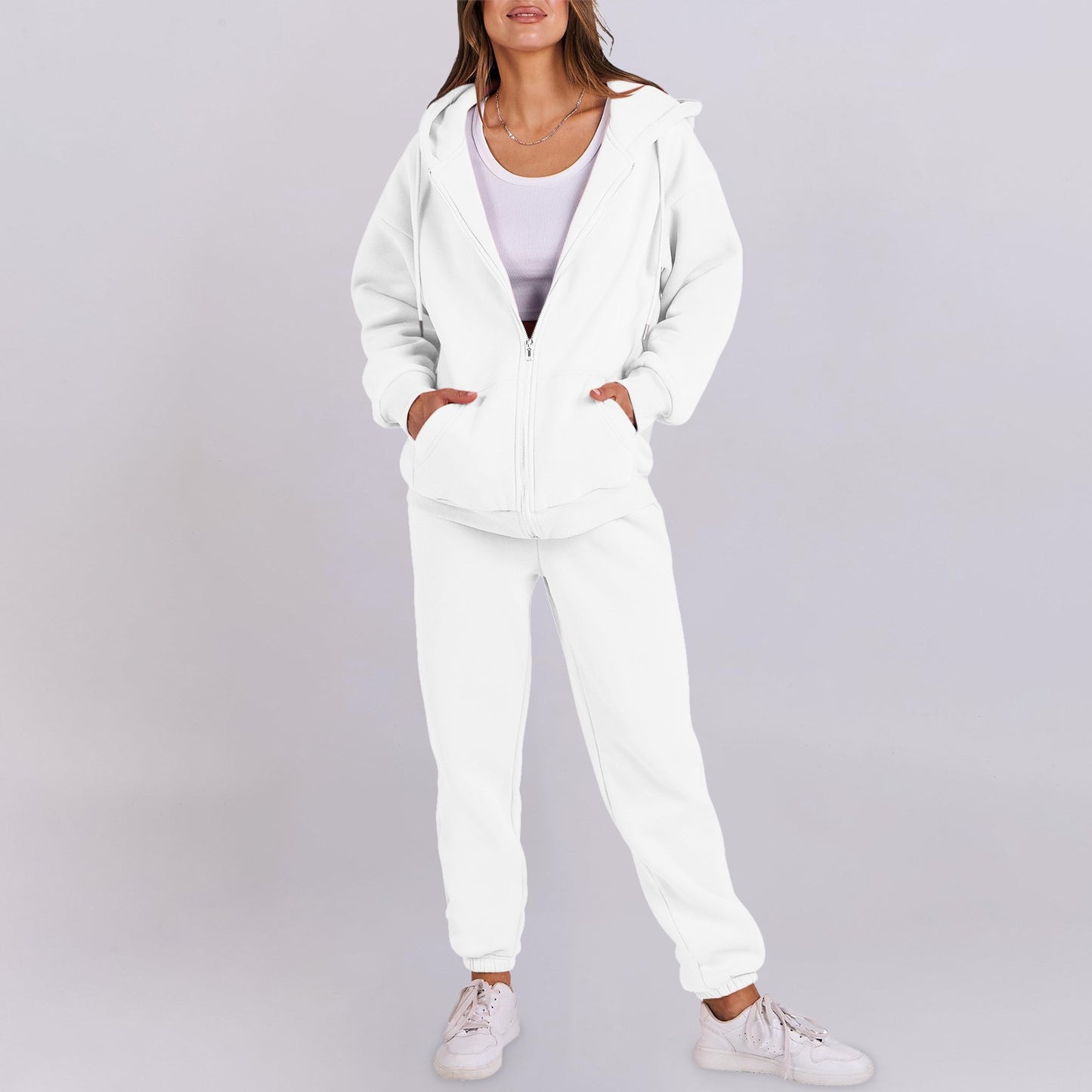 Relaxed-fit Top And Jacket Couples Set Hoodie