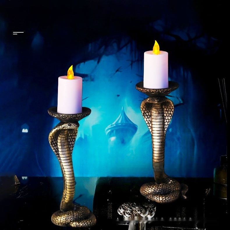 Ghost Festival Decoration Glasses Snake King Candlestick Sculptured Ornaments