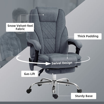 Massage Office Chair, Heated Reclining Computer Chair with Adjustable Height and Footrest, Charcoal Gray