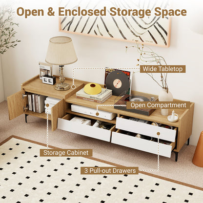 TV Stand For TVs Up To 80 Inch Mid Century Modern Entertainment Center With Storage Cabinet