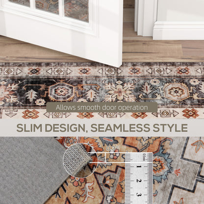 Area Rug 5x7, Machine Washable Rug, Non-Slip Boho Print Pattern Medallion Carpet For Living Room, Bedroom, Tawny Brown