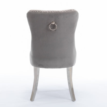 High-end Tufted Solid Wood Contemporary Velvet Upholstered Dining Chair With Chrome Stainless Steel Plating Legs,Nailhead Trim