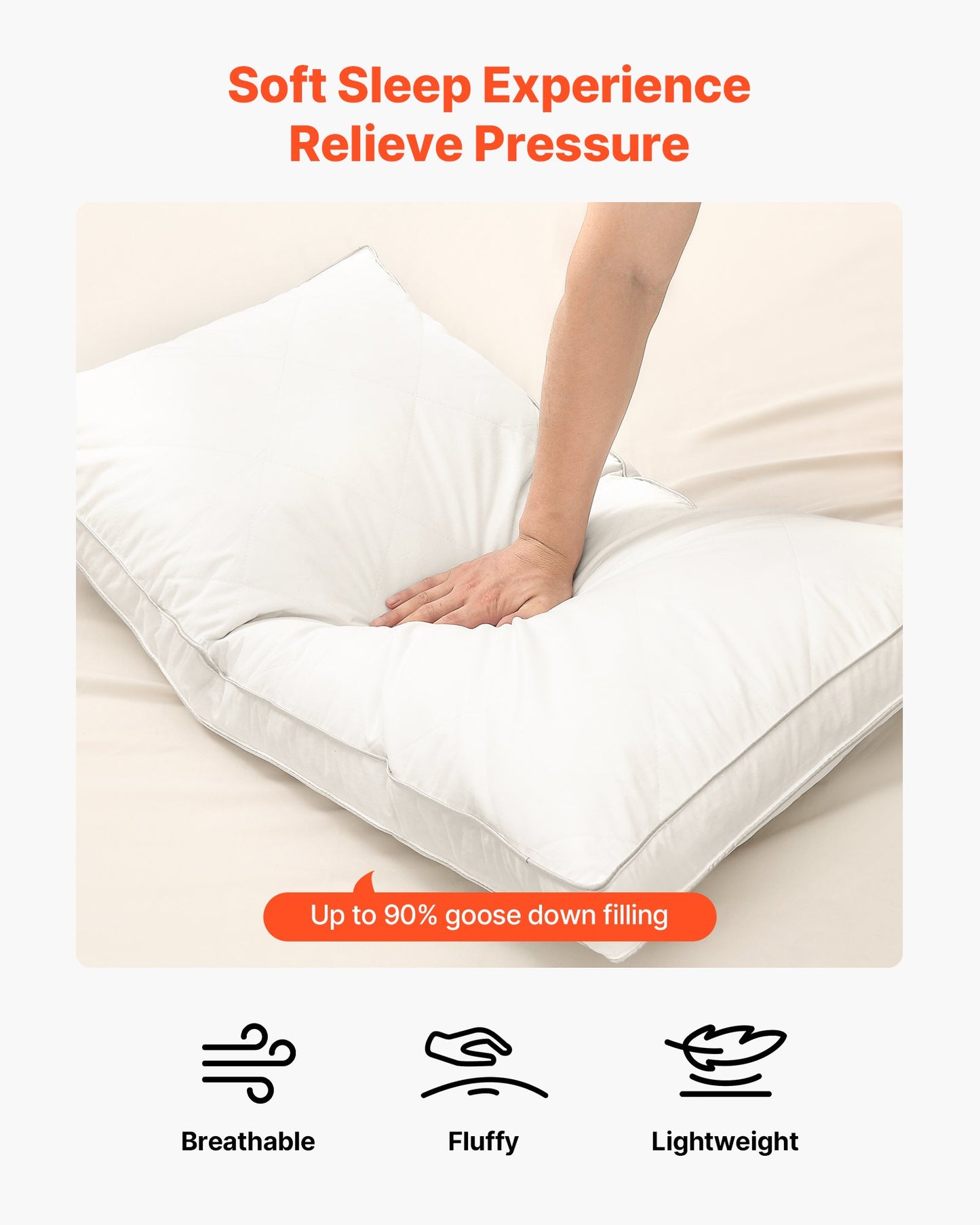 Bed Pillows For Sleeping, Set Of 2, King Size Luxury Quality Hotel Pillows With Original Down Alternative Filling, Supportive And Fluffy, Bedding For Back, Stomach And Side Sleepers, White