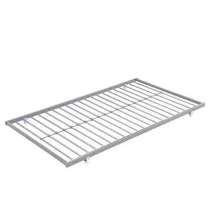 METAL BUNK BED WITH TRUNDLE SILVER