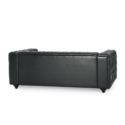 Mirod Comfy 3-seat Sofa With Wooden Legs, PU, For Living Room And Study