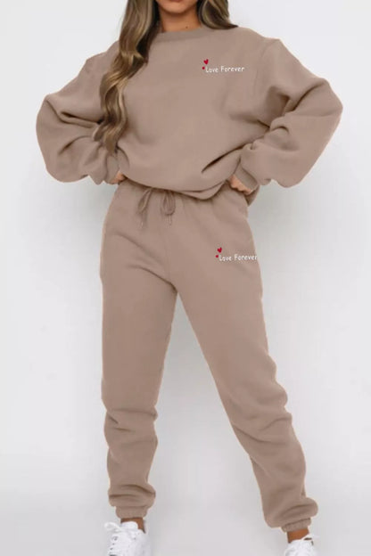 Round Neck Sweatshirt and Joggers Set