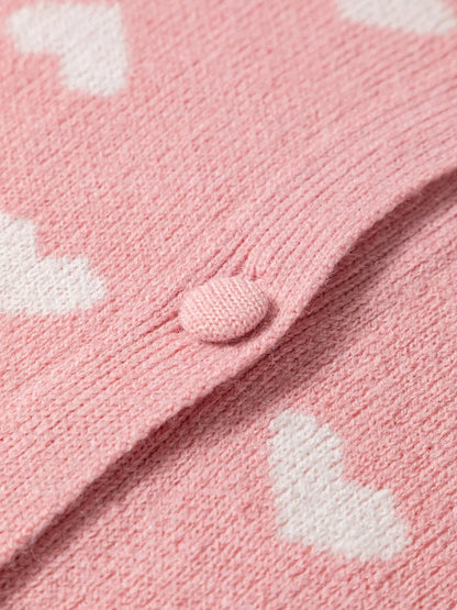 Heart Pattern Button Front Cardigan