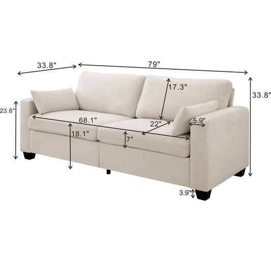 Modern Loveseat Sofa For Living Room, Removable Cover, Spring Cushions, Solid Wood Frame, Wide Armrest For Small Space