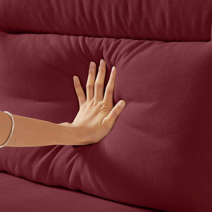 82 Modern Compressed Snowfleece Fabric 3-Seater Sofa, For Living Room, Bedroom, Office & Entertainment Spaces, Burgundy