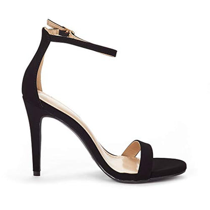 Women's Floral Ankle Strap Stiletto Heeled Sandals – Open Toe Dressy Party Shoes