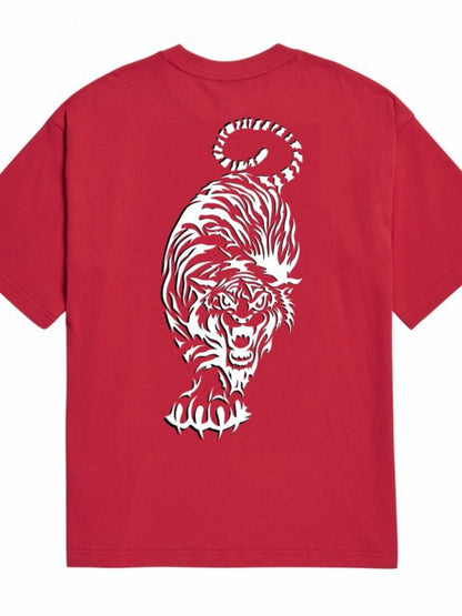 Men's Plus Size Tiger Round Neck Short Sleeve T-Shirt