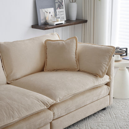 3 Piece Sofa Set Oversized Sofa Comfy Sofa Couch, 2 Pieces Of 2 Seater And 1 Piece Of 3 Seater Sofa  For Living Room, Deep Seat Sofa Beige Chenille