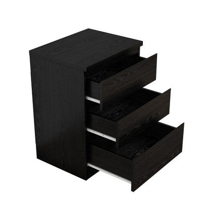 19.7-Inch Black Nightstand With 3 Drawers, Beside Table With Drawers Handle Free Design,Thickened Top Plate,Small Side Table Storage Cabinet 3 Drawer Night Stand For Bedroom,Living Room
