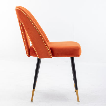 A A Furniture Akoya Collection Modern Contemporary Velvet Upholstered Dining Chair With Nailheads And Gold Tipped Black Metal Legs Orang Set Of 2
