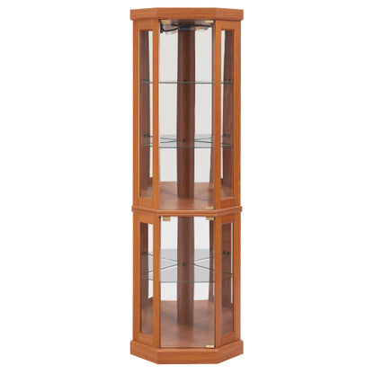 Corner Glass Cabinet Lighted Curio Cabinet Corner Display Case For Living Room, Curio Cabinet, Antique Collection, Wine,Bar Glass Storage Light Included,Dark Cherry