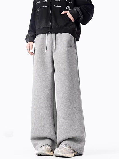 Men's Plus Size Loose Fit Drawstring Wide Leg Pants