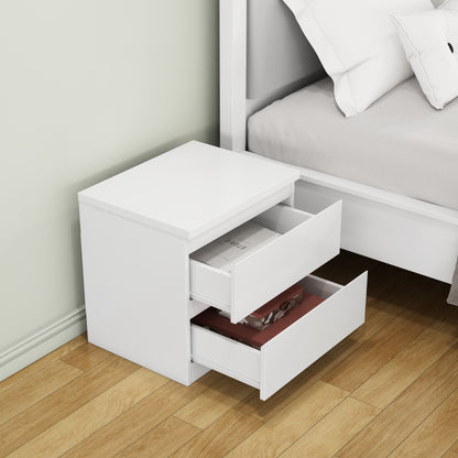 19.7-Inch White Nightstand With 2 Drawers, Beside Table With Drawers Handle Free Design,Thickened Top Plate,Small Side Table Storage Cabinet 2 Drawer Night Stand For Bedroom,Living Room