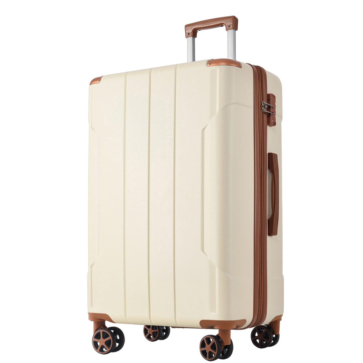 Hardshell Luggage, Lightweight Durable ABS Suitcases With Double Wheels, Expandable 28-inch Checked Luggage 28 White Brown