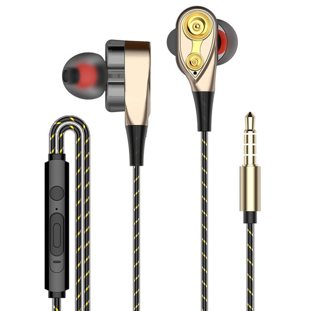 Dual Drive Stereo Wired Earphone In ear Headset Earbuds Bass Earphones For IPhone Samsung 3.5mm Sport Gaming Headset With Micoup