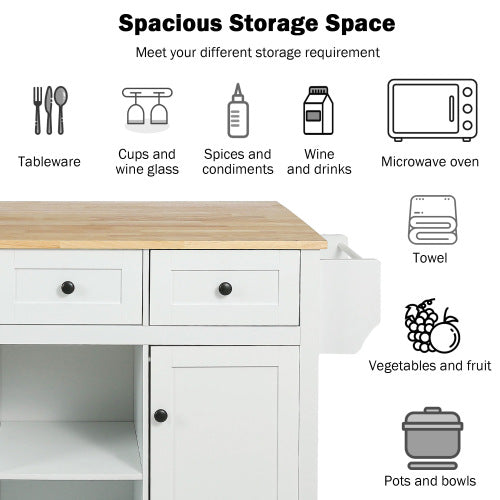 Kitchen Trolley With Rubberwood Folding Leaf Countertops