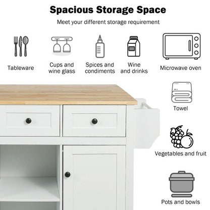 Kitchen Trolley With Rubberwood Folding Leaf Countertops