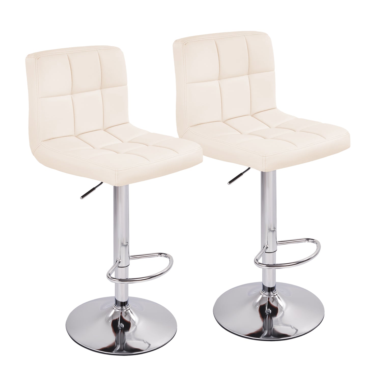 Swivel Bar Stools Set Of 2 Modern PU Leather Barstools With Midback, Adjustable Counter Height Bar Chairs