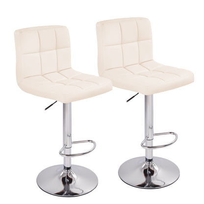 Swivel Bar Stools Set Of 2 Modern PU Leather Barstools With Midback, Adjustable Counter Height Bar Chairs