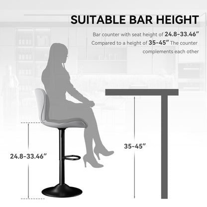Modern Bar Stools Set Of 2, Adjustable Faux Leather Upholstered Swivel Bar Stools, Counter Height Bar Chairs With Back For Kitchen Island