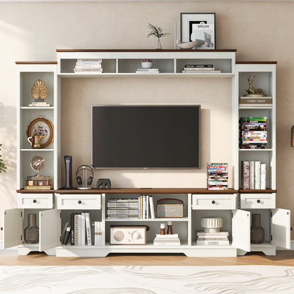 U-Can 98.8 W Wall Unit Entertainment Center With Bookshelves For TVs Up To 80, Modern TV Stand Media Console With Cabinets And Adjustable Shelves For Living Room