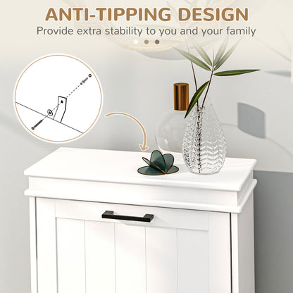 Modern Shoe Storage Cabinet with 2 Flip Drawers for 10 Pairs, Narrow Shoe Organizer for Entryway, Hallway, White