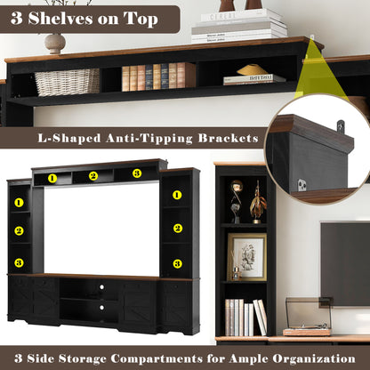 U-Can 98.8 W Wall Unit Entertainment Center With Bookshelves For TVs Up To 80, Modern TV Stand Media Console With Cabinets And Adjustable Shelves For Living Room