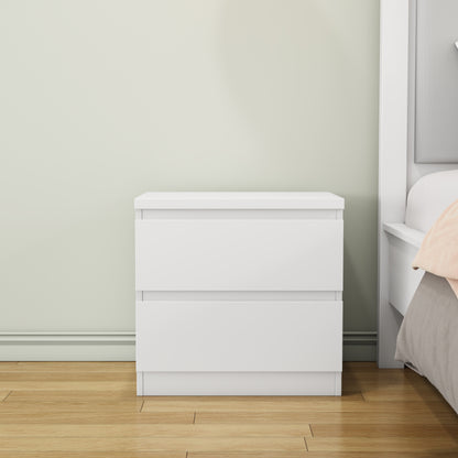 19.7-Inch White Nightstand With 2 Drawers, Beside Table With Drawers Handle Free Design,Thickened Top Plate,Small Side Table Storage Cabinet 2 Drawer Night Stand For Bedroom,Living Room