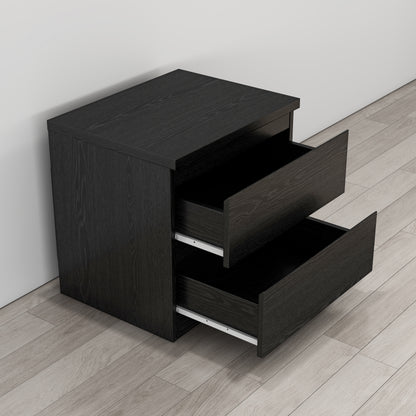 19.7-Inch Black Nightstand With 2 Drawers, Beside Table With Drawers Handle Free Design,Thickened Top Plate,Small Side Table Storage Cabinet 2 Drawer Night Stand For Bedroom,Living Room