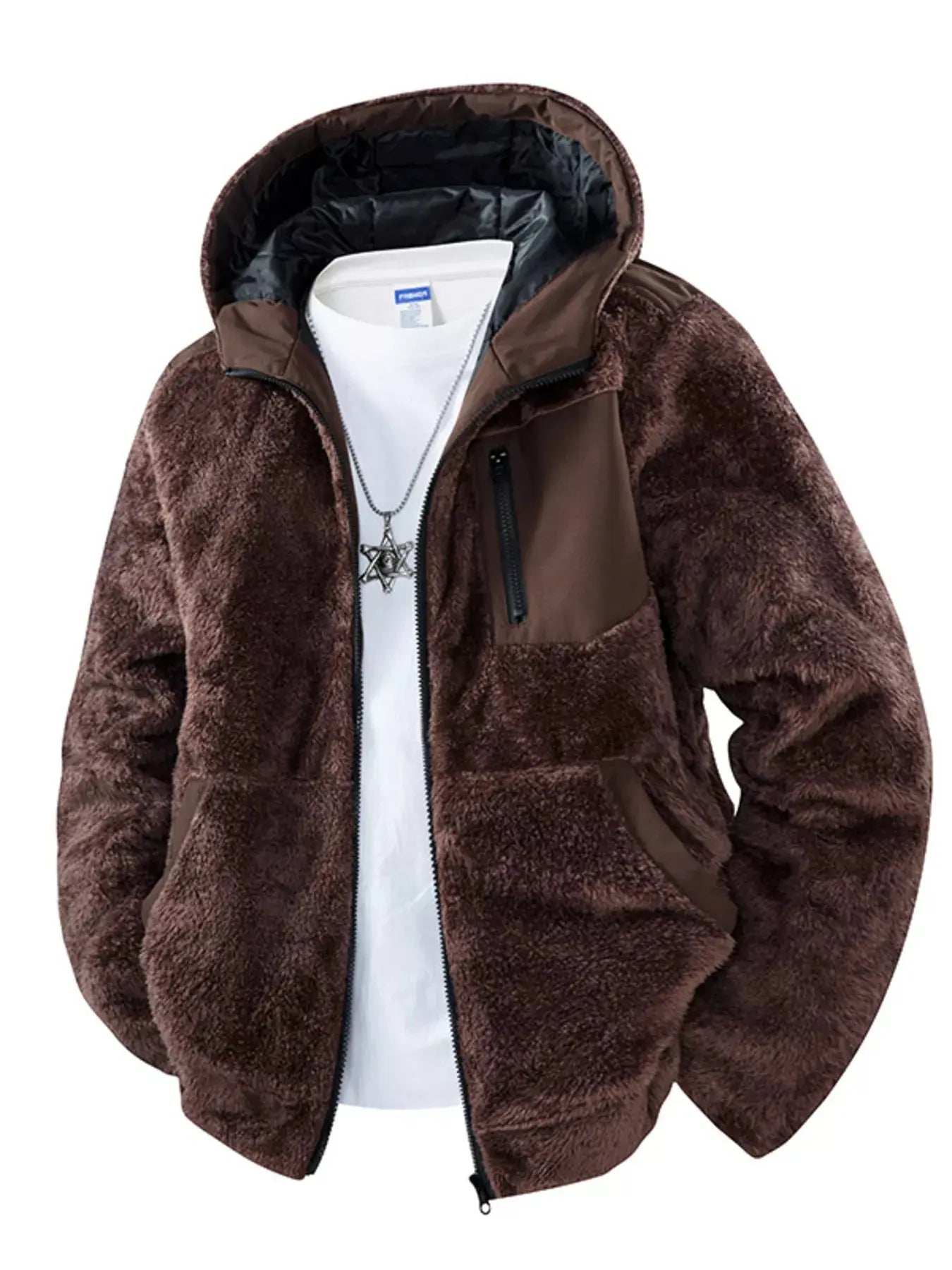 Men's Zip Up Fleece Hooded Jacket