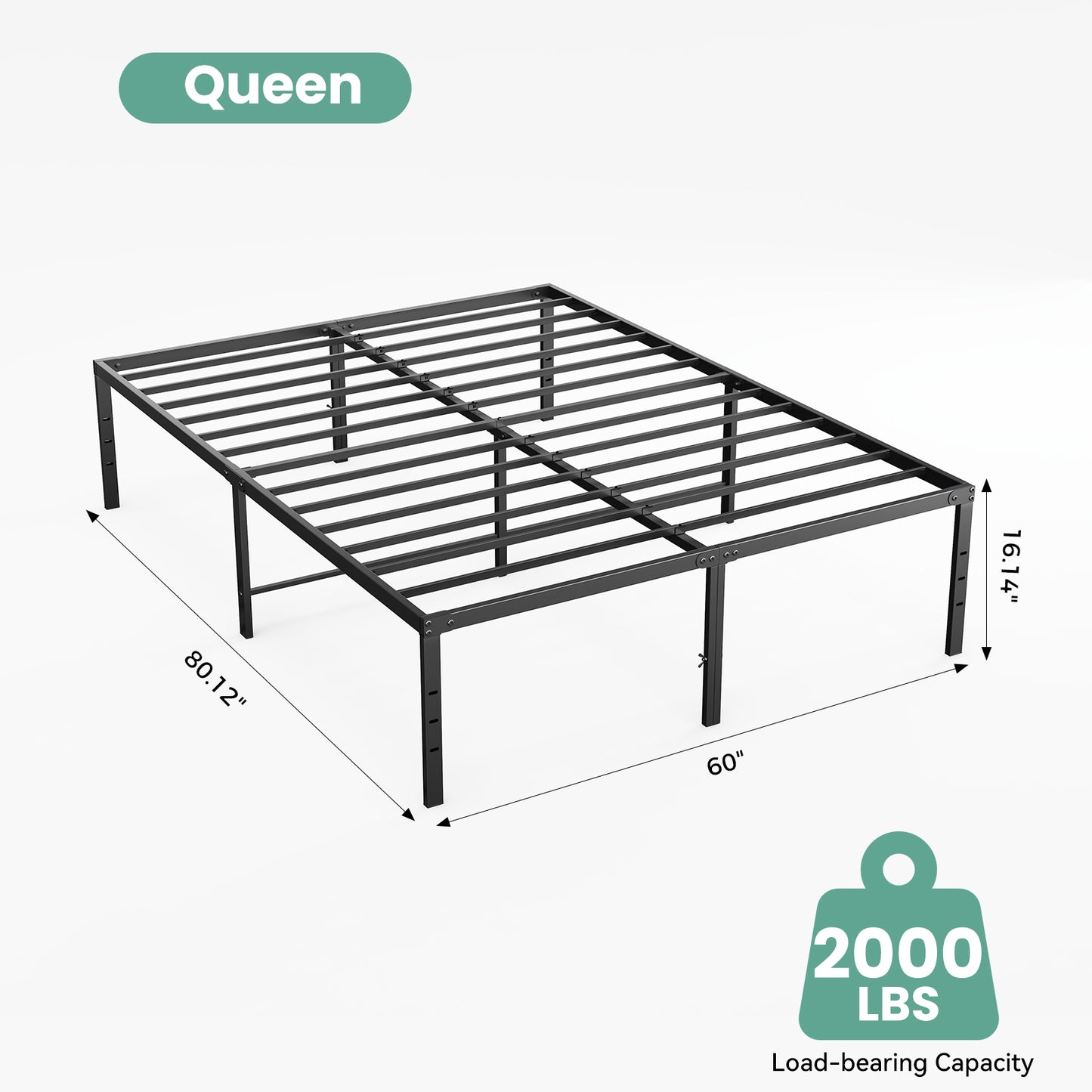 Sturdy And Durable Metal Base Frame, Noiseless Sturdy Steel Crossbars, Under-bed Storage Space, No Need For Box Springs
