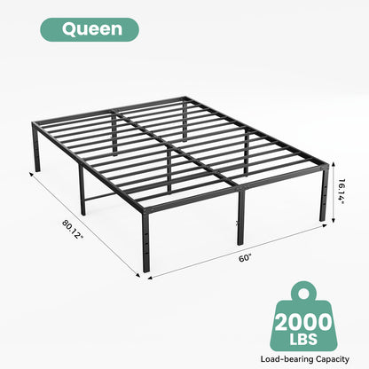Sturdy And Durable Metal Base Frame, Noiseless Sturdy Steel Crossbars, Under-bed Storage Space, No Need For Box Springs