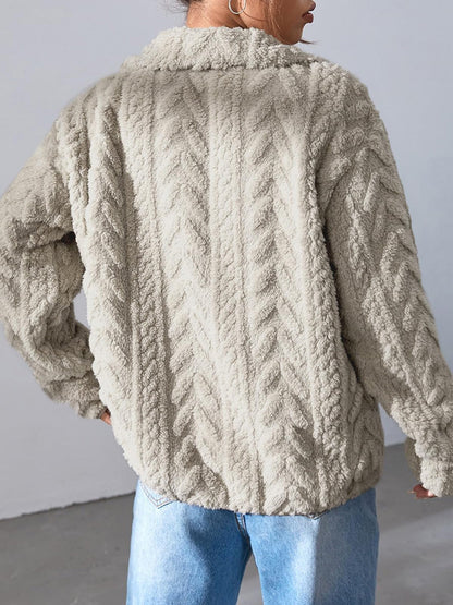 Fuzzy Zip Up Long Sleeve Jacket
